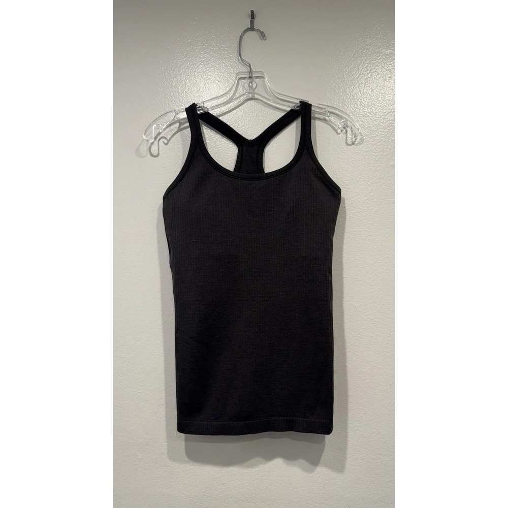 Lululemon Tank Top Womens Size 8 Dark Gray Ebb to Street Ribbed Racerback Yoga
